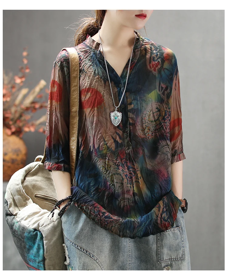 silk blouses Max LuLu Summer Korean Fashion Ladies Linen Tops And Blouses Womens Printed V Neck Chiffon Shirts Casual Vintage Cotton Clothes womens blouses