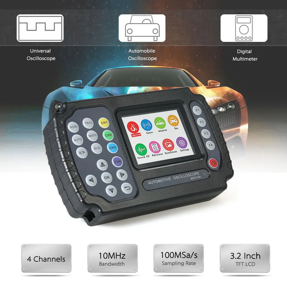 Автомобильный мультиметр осциллографа Ch4 4K 10MHz 100MSa/s автомобильный