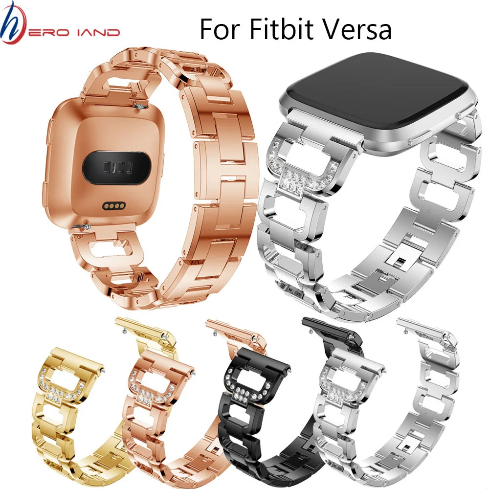 

For Fitbit Versa Bands for Women, Replacement Metal Bling Bands Bracelets for Fitbit Versa Accessories with Rhinestones