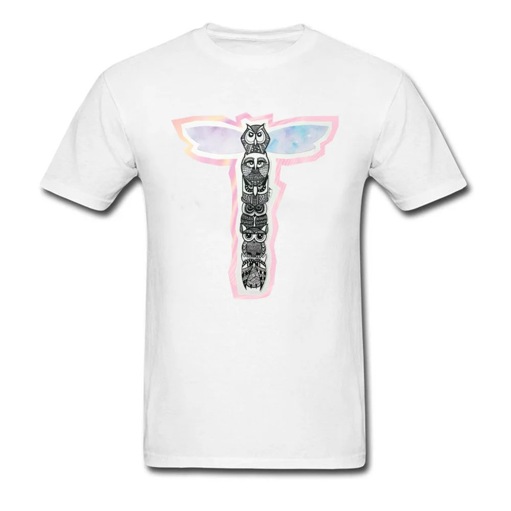 Owl Totem Plain Short Sleeve Leisure Tshirts 100% Cotton Crewneck Male Tops T Shirt Design T Shirt Summer Drop Shipping Owl Totem white