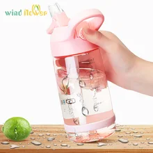 Креативная портативная прозрачная соломенная пластиковая Студенческая бутылка для воды для девочек, для улицы, Герметичная Бутылка Для Воды