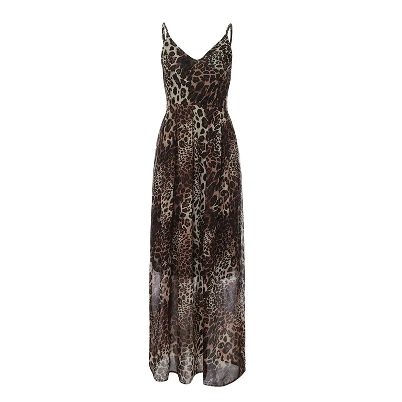 New Sexy ChiffonLeopard Print High Waist V-Neck Long Dress Summer High Street Fashion Dress For Female Vestidos #F#40DE07 (14)