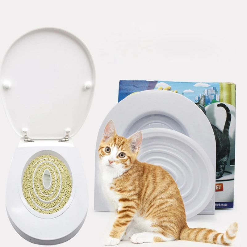 

Cat Toilet Training Kit Seat Pet Cat Litter Cleaning Trays Small Cat Potty Train System Training Toilet Tray Pet Supplies