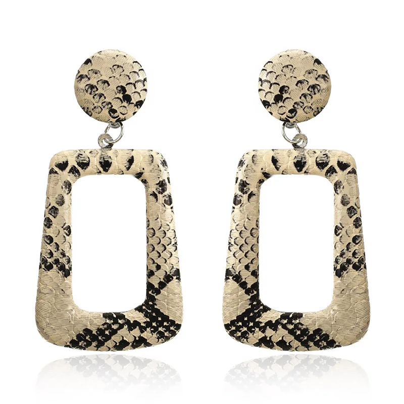 Новые Большие геометрические Висячие серьги для женщин в стиле панк винтажные массивные серьги змеиная кожа вечерние ювелирные изделия подарок