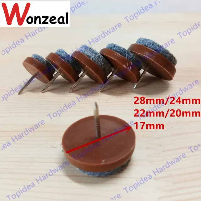 

12pcs/lot brown furniture foot nail furniture leg nail floor protector no-noise nail with cotton cushion