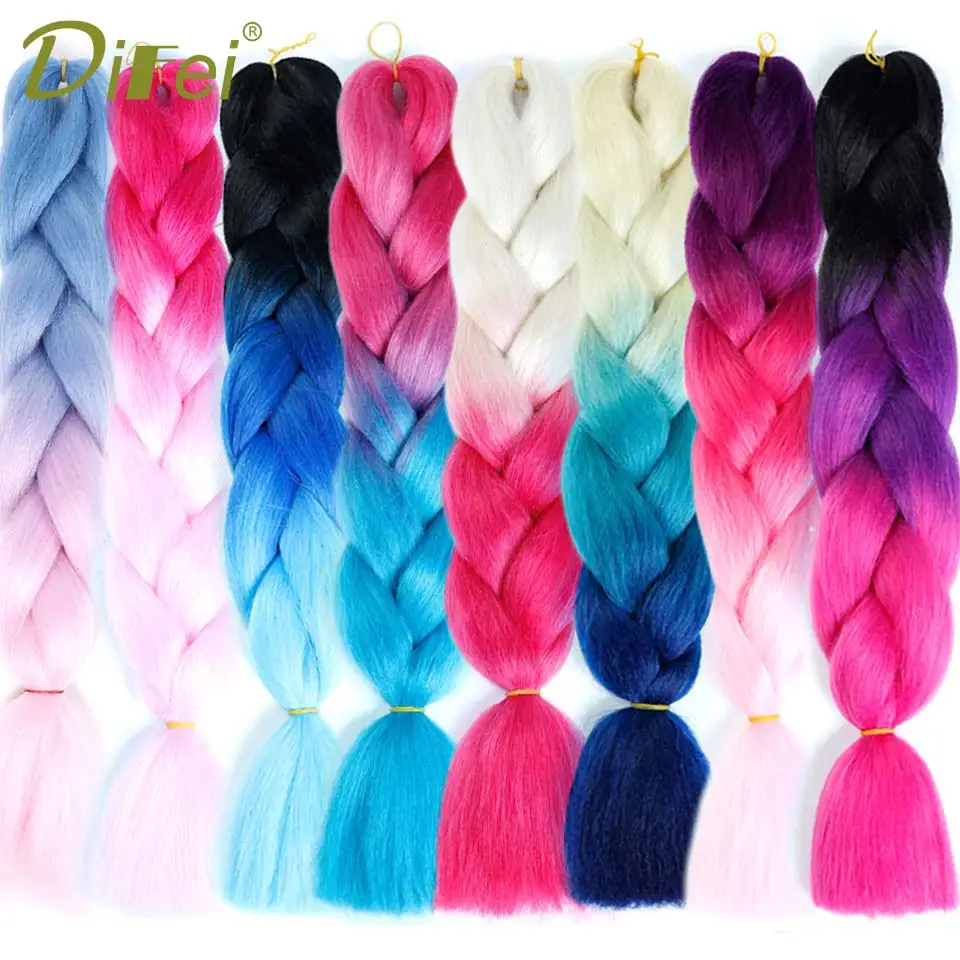 

DIFEI Synthetic Jumbo Braiding Hair 24 Inch Crochet Colorful Hair Extensions 100g/piece Braids Hairstyles