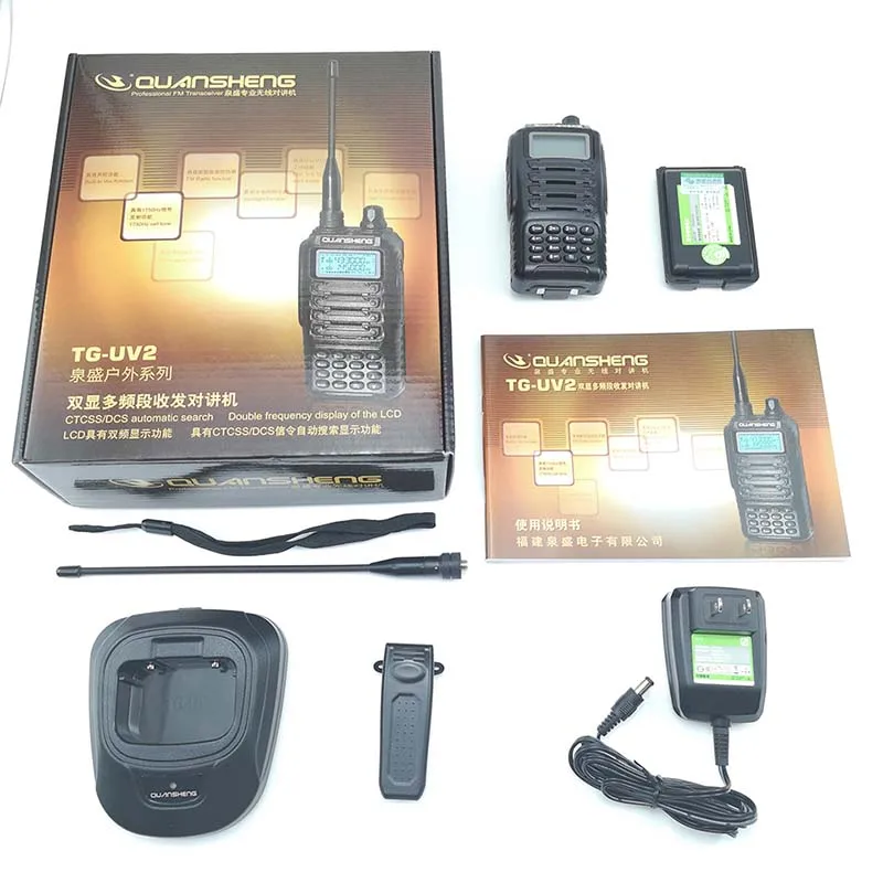 2 шт. Quansheng TG-UV2 портативная рация Двухдиапазонная Ham Vhf Uhf мобильное радио PTT портативное переговорное TG UV2 двухстороннее радио приемопередатчик