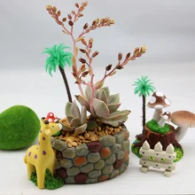 Kawaii Cartoon Adorable Rustic Giraffe Cobblestone Design Plant Flower Pot Succulent Planter