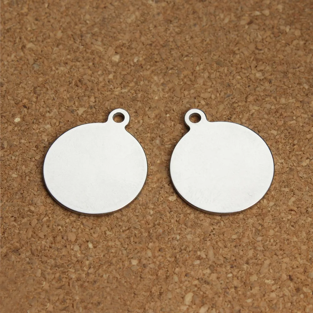 10pcs 18.5mm Stainless Steel Pendant Charms Double Blank Base DIY