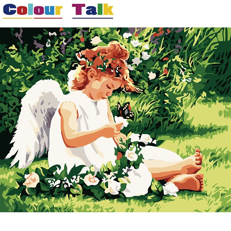 

Painting by Numbers on Canvas Painting Calligraphy Coloring by Numbers DIY Paintings for Living Room Wall Darling Angel P-0186