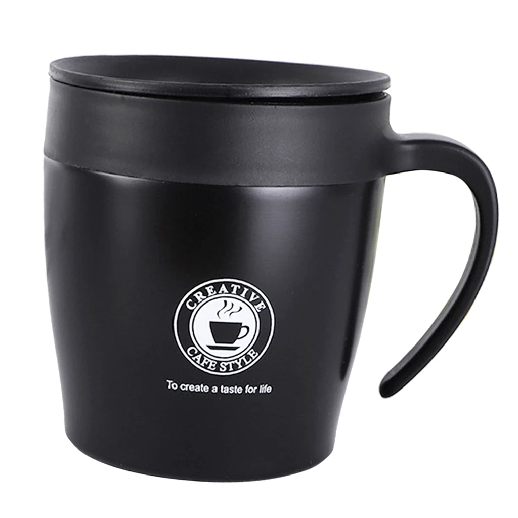 Stainless Steel Travel Mug Water Coffee Cups with Handle and Lid 300ML for Outdoor Camping Picnic Travel Drinkware