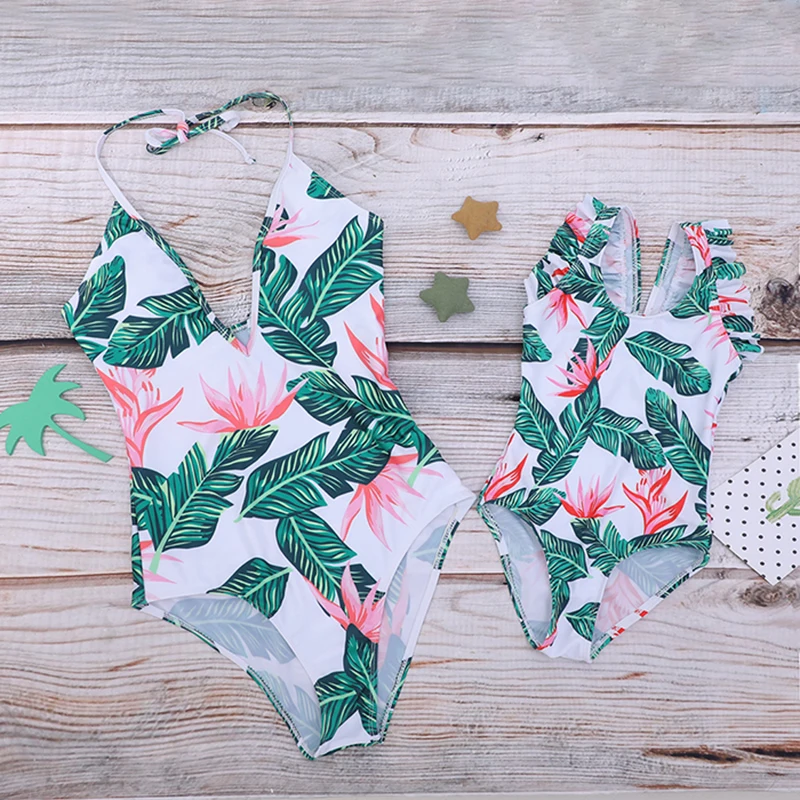 

Mother and Daughter Swimsuit Mommy and Me Swimwear Family Matching Clothes Outfits Look Mom Baby Bathing Suit Kids Beachwear