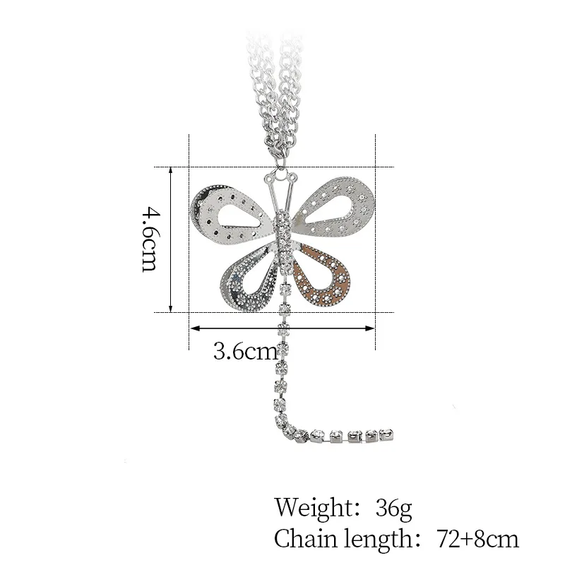 Ajojewel стразы Бабочка длинное ожерелье с кисточками для женщин Bijoux новые модные