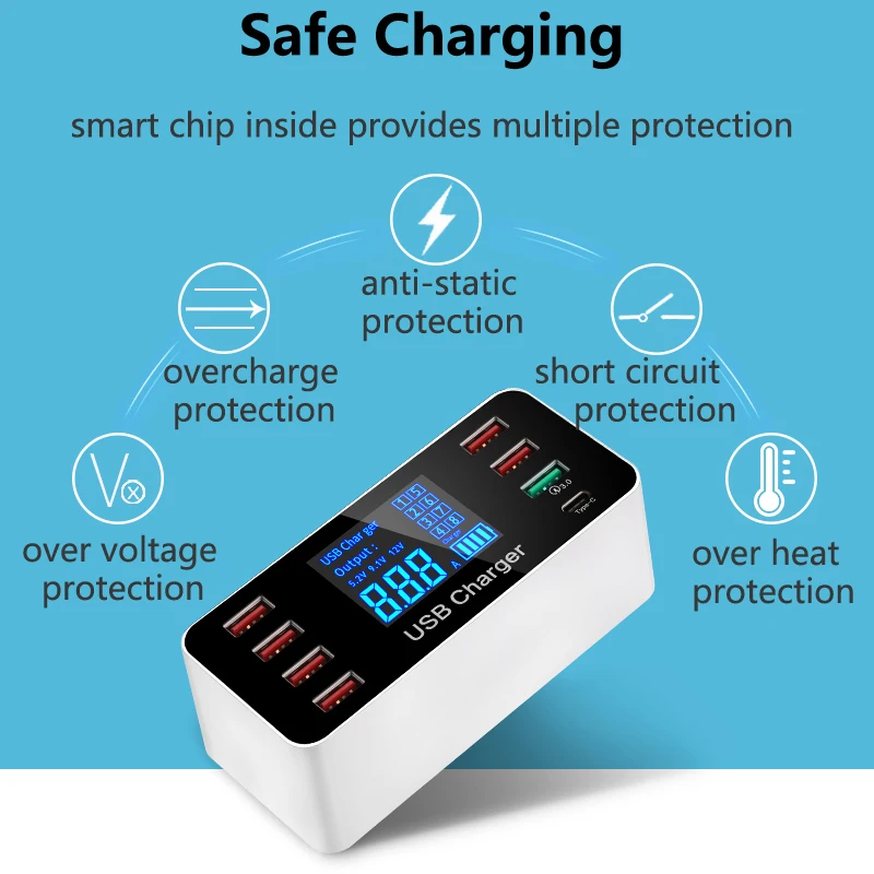 Многопортовая USB зарядная станция настольная универсальная Быстрая зарядка 3 0 Type