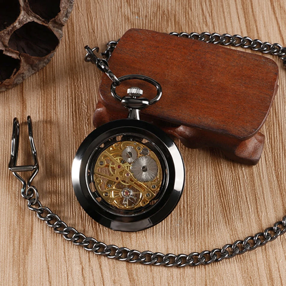 Open Face Classic Women Pendant Trendy Hand-winding Pocket Watch Vintage Luxury Mechanical Steampunk Fob Watch (11)