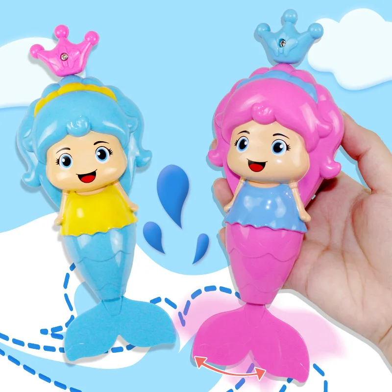 Baby Bath Toys Cute Cartoon Animal Mermaid Clockwork Dabbling Classic Swimming Water Wound Up Chain Bathroom Toy for kids