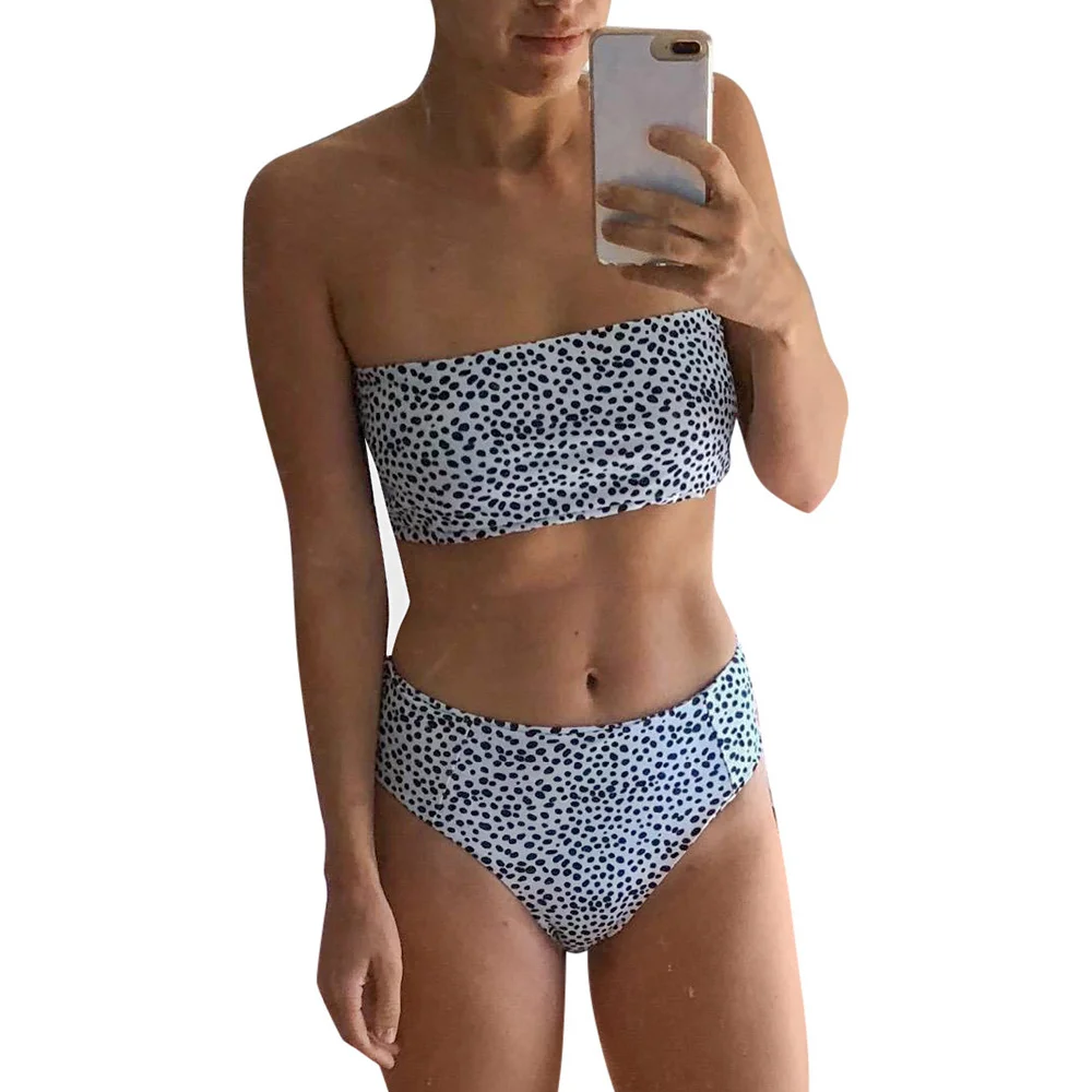 High Waist Bikini Set 2018 Bandeau Swimsuit Strapless Swimwear Women Solid Bikinis Push Up Women's Swimming Suit Bathing Suit