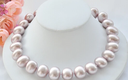 

shitou 001513 17" 20mm LAVENDER EGG SOUTH SEA SHELL PEARL NECKLACE