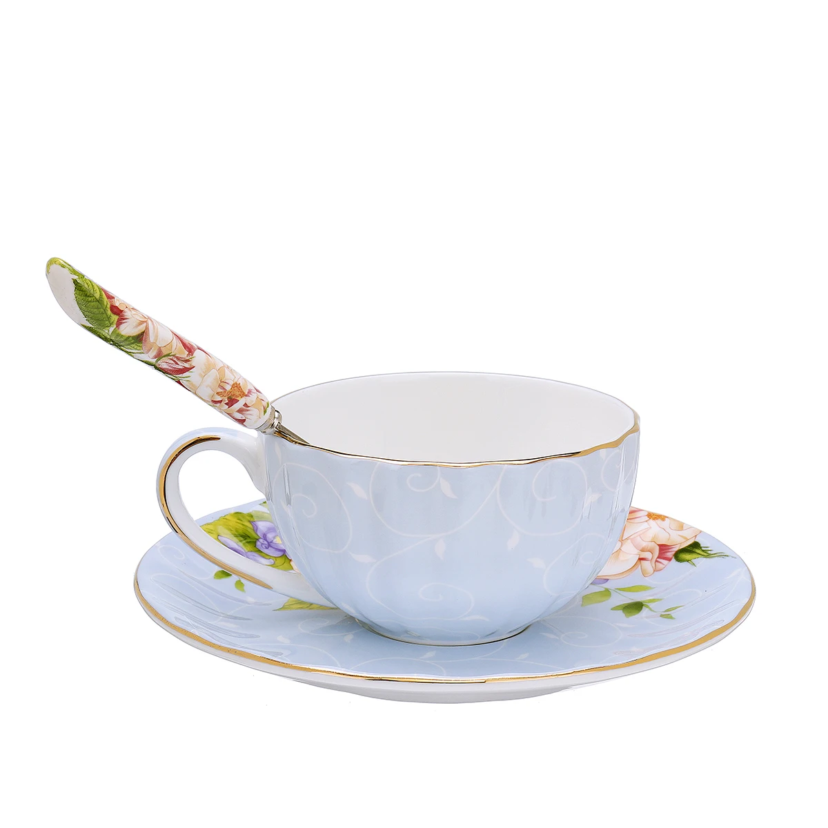 Розовый синий цвет британский чайный набор костяной фарфор керамическая чашка с