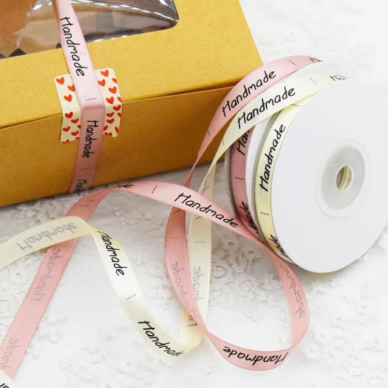

Handmade Ribbon Cream Pink Color Wrapping Silk Wedding Party Favor Gift Box Cake Box Packaging Ribbon 25Yards