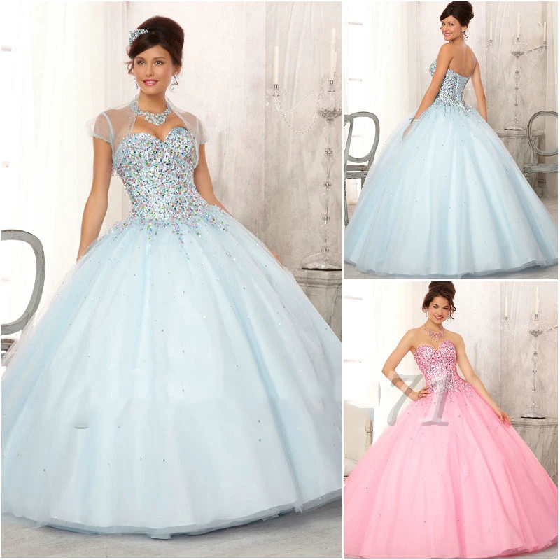 

2020 Latest Design A-Line Ball Gown Quinceanera Dresses With Jacket Dress 15 Years Sweetheart Beaded Bodice