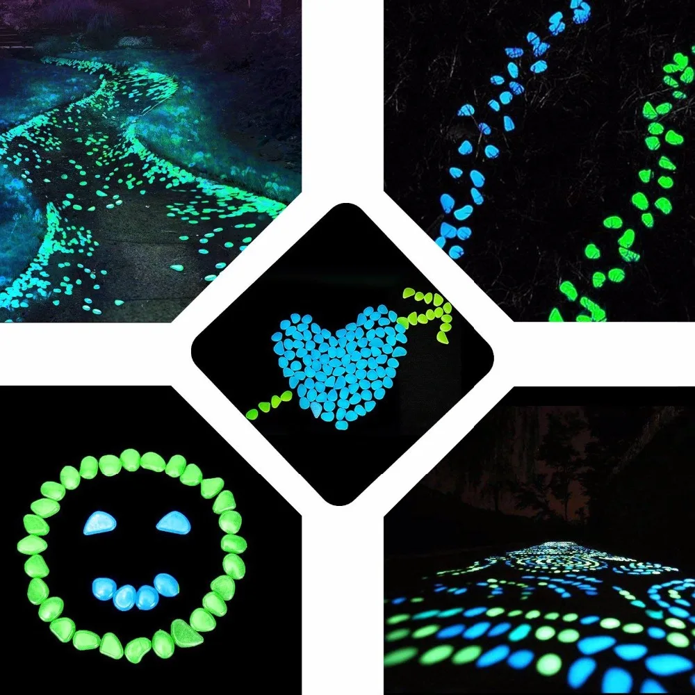

100pcs/pack Glow Pebbles Stones Home Fish Tank Garden Yard Decoration Luminous Glowing In The Dark Glow Rocks Accessory for Gift