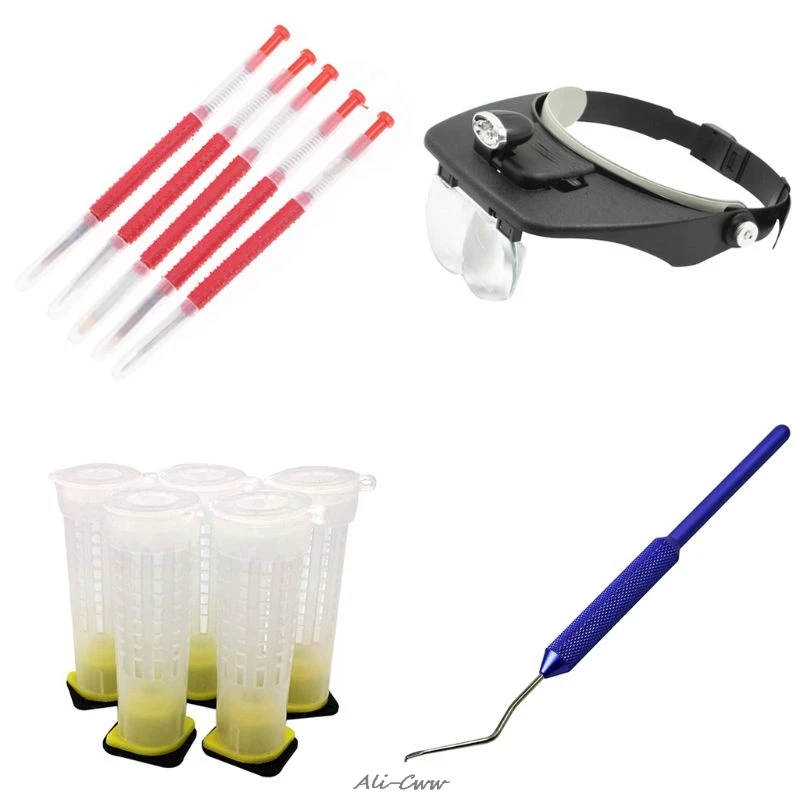 Набор из 12 инструментов для пчелы увеличенные линзы износостойкая алюминиевая ручка инструмент для прививки пластмассовый инструмент для прививки королевская чашка