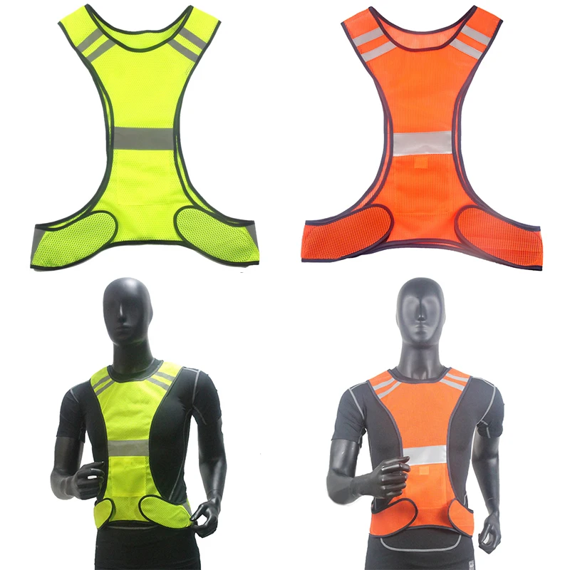 High Visibility Running Reflective Vest Fluorescent Yellow Orange