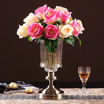 

European style glass vase flower simulation table table set living room decoration decoration rose flowers flower