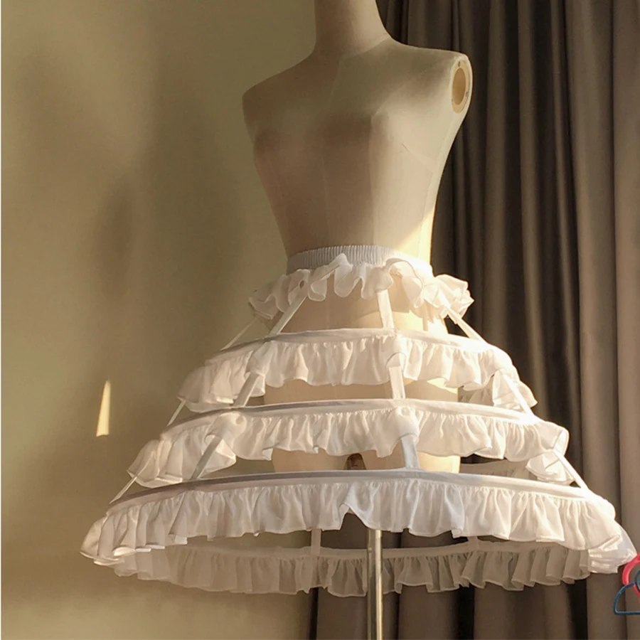 Лолита Короткие Нижняя юбка 45 см Длина талии настроить 3 слоя Хооп рюшами линии женщина свадебный подарок юбка кэжуал