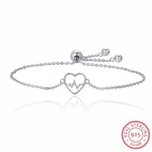 Nueva moda 100% plata esterlina 925 corazón pulsera cadena de enlace para las mujeres boda joyería regalos pulsera de joyeria