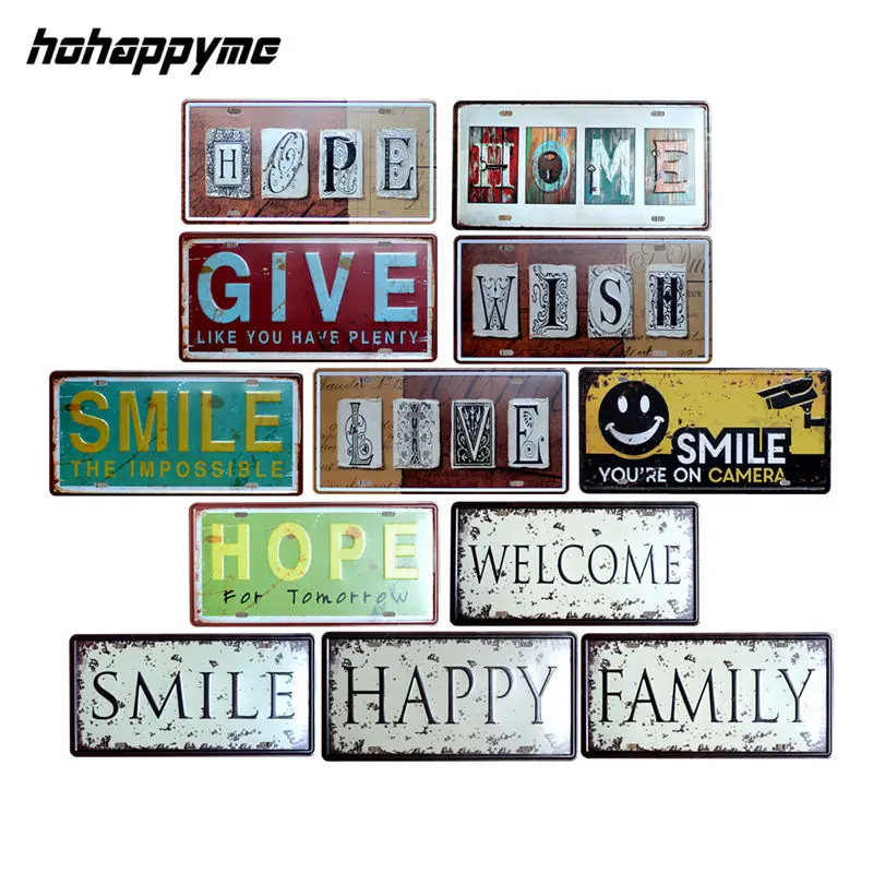 

hohappyme Metal Wall Plaques Sign Car License Plate Decor Bar Pub Garage Bedroom Decorative Vintage Home Decor 15x30cm