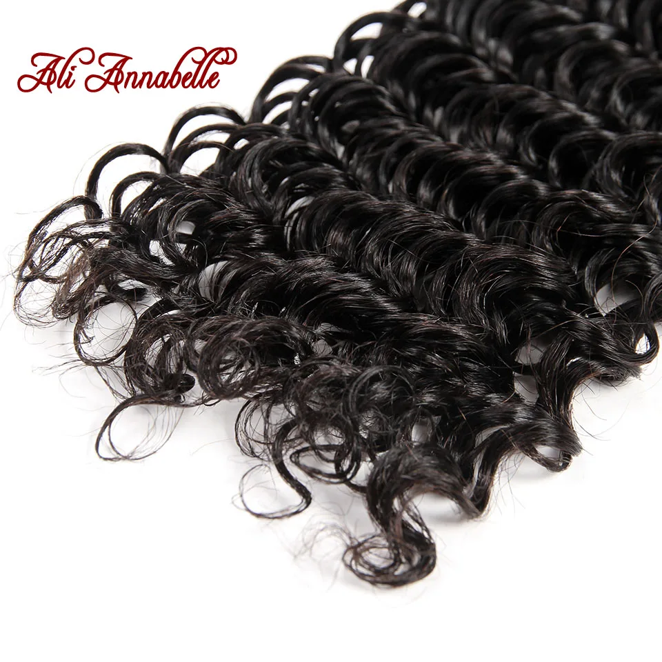 ALI ANNABELLE индийские глубокие волны натуральные кудрявые пучки волос Remy человеческие волосы для наращивания 3/4 шт. глубокие волнистые пряди волос