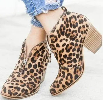 

Sapato Feminino Women Ankle Boots Autumn Chunky High Heels Pumps Shoes Woman Gladiator Chaussure Vintage PU Suede Booties TA1116