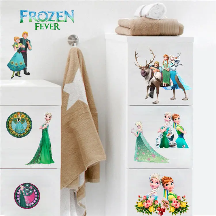 1X дети учатся стены книга Спальня наклейки для детсада Принцесса Эльза Анна ПВХ анимация съемные наклейки#009 45*60 см