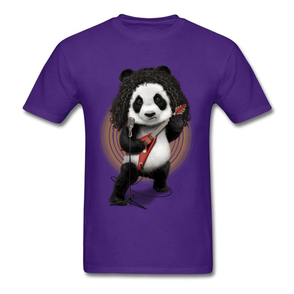 PANDA ROCKER 2017 Student Graphic Cool Tops Shirts Crewneck VALENTINE DAY Pure Cotton T-Shirt Unique Short Sleeve Clothing Shirt PANDA ROCKER 2017 purple