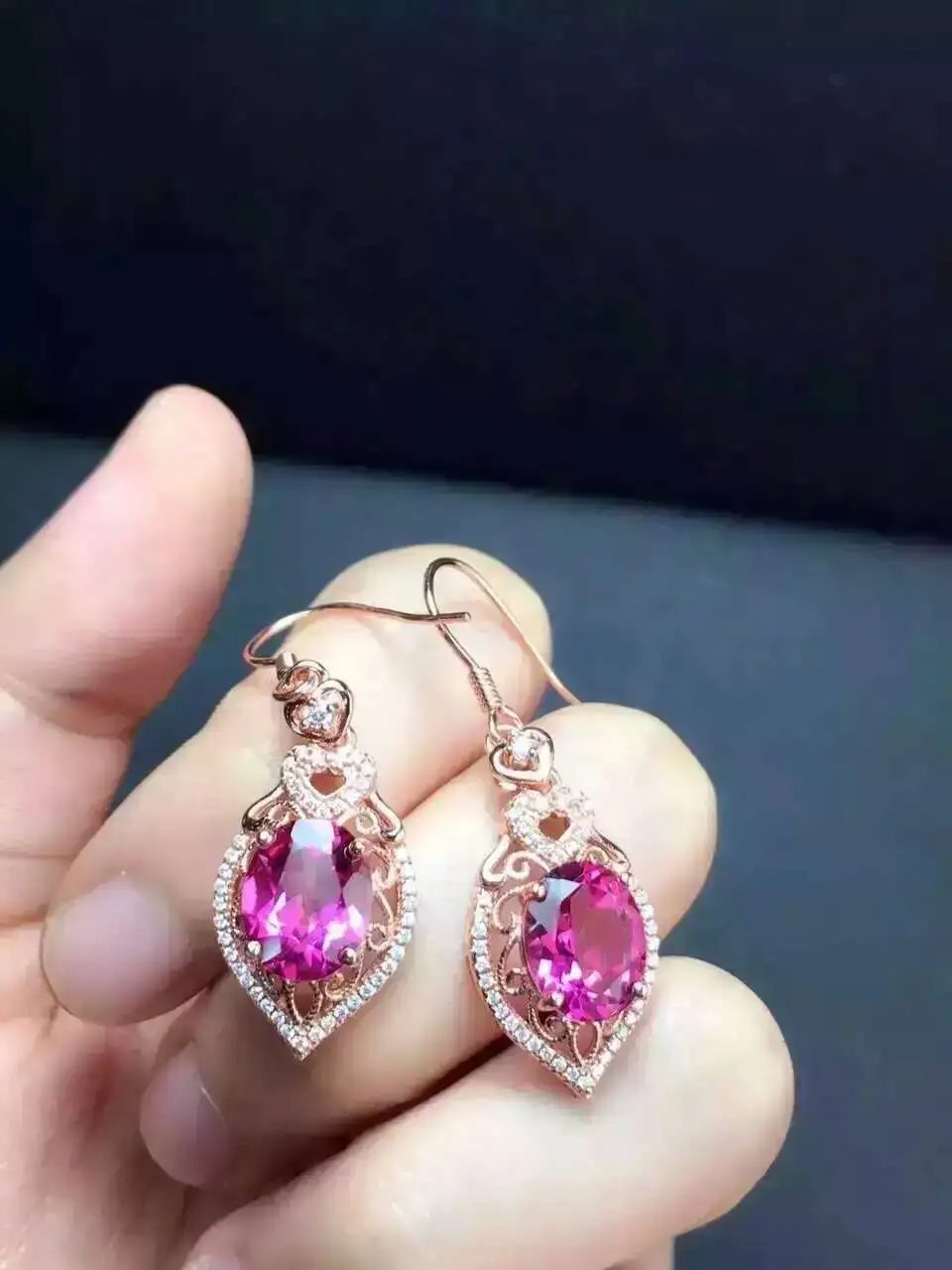 natural pink topaz stone drop earrings 925 silver Natural gemstone earring women romantic heart drop Earrings for anniversary natural pink topaz stone drop earrings 925 silver Natural gemstone earring women romantic heart drop Earrings for anniversary