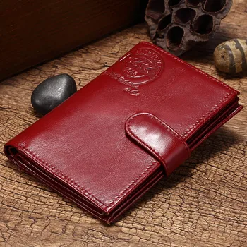

GZCZ Genuine Leather Women Wallet Female Passport Card Holder Walet Clamp For Money Coin Purse Clutch Small Vallet Portomonee
