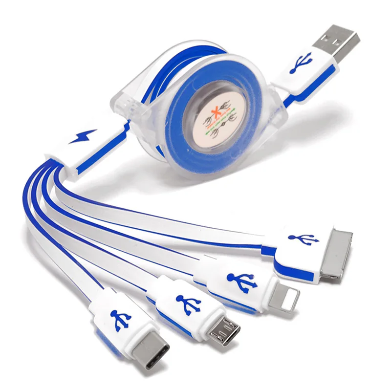 

Usb cable for all-in-one quick charging mobile phone 4 combined with 1 retractable data cable