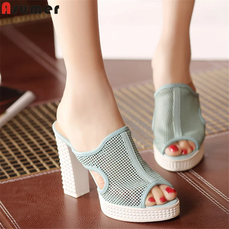 

ASUMER 2019 hot sale new summer shoes woman peep toe shallow thick high heels shoes platform sandals women prom shoes