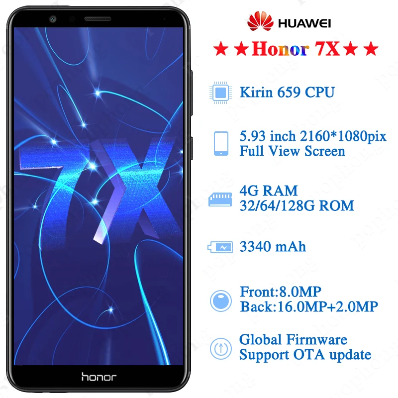 Смартфон с 5 дюймовым дисплеем восьмиядерным процессором Kirin 93 ОЗУ 4 Гб ПЗУ 64 ГБ