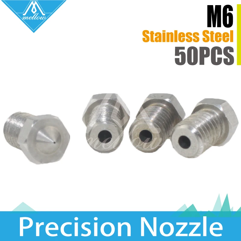 

50pcs 3D printer V6 &V5 J-Head Sharper Extra Stainless Steel Nozzle,V6 Nozzles Extruder Print Head For 0.25--0.8,1.75/3.0