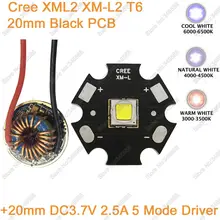 CREE XML2 XM-L2 T6 10W Cool White Neutral White Warm White High Power LED Emitter 20mm Black PCB+ 12V Input 20mm 5 Modes Driver