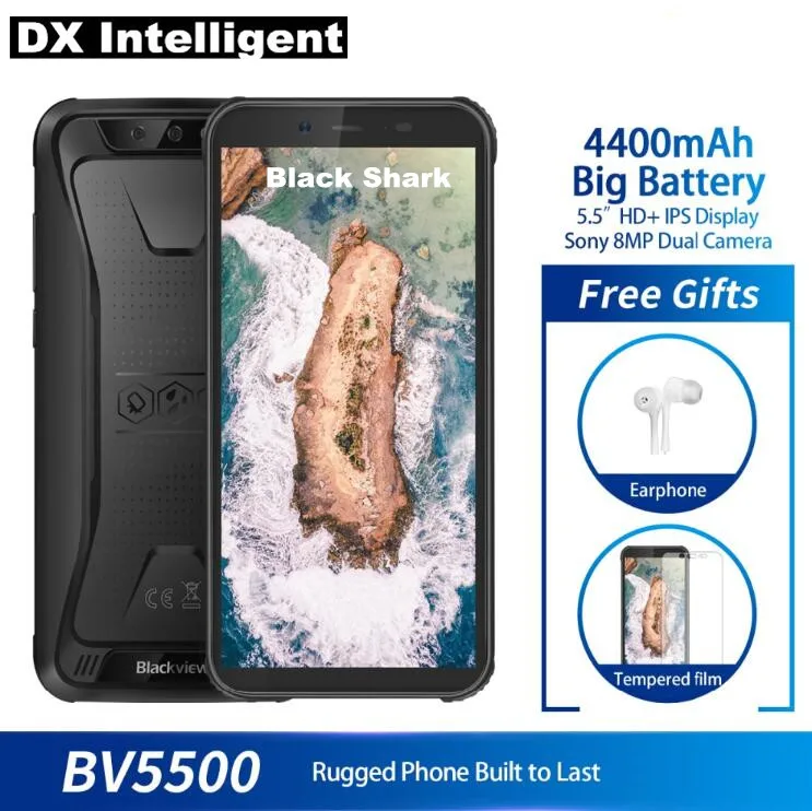 BLACKVIEW BV5500 5.5"18:9 Full Screen MTK6580 Quad Core Android 8.1 8MP Dual Camera 2GB 16GB GPS 3G IP68 Waterproof Mobile Phone