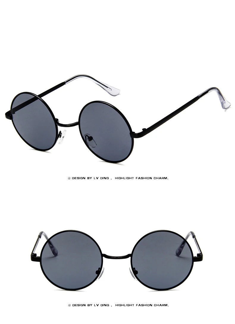 Круглые Солнцезащитные очки для женщин, металлическая оправа, океанские цветные линзы, зеркальные прозрачные линзы, солнцезащитные очки для женщин, маленькие солнцезащитные очки в стиле хип-хоп