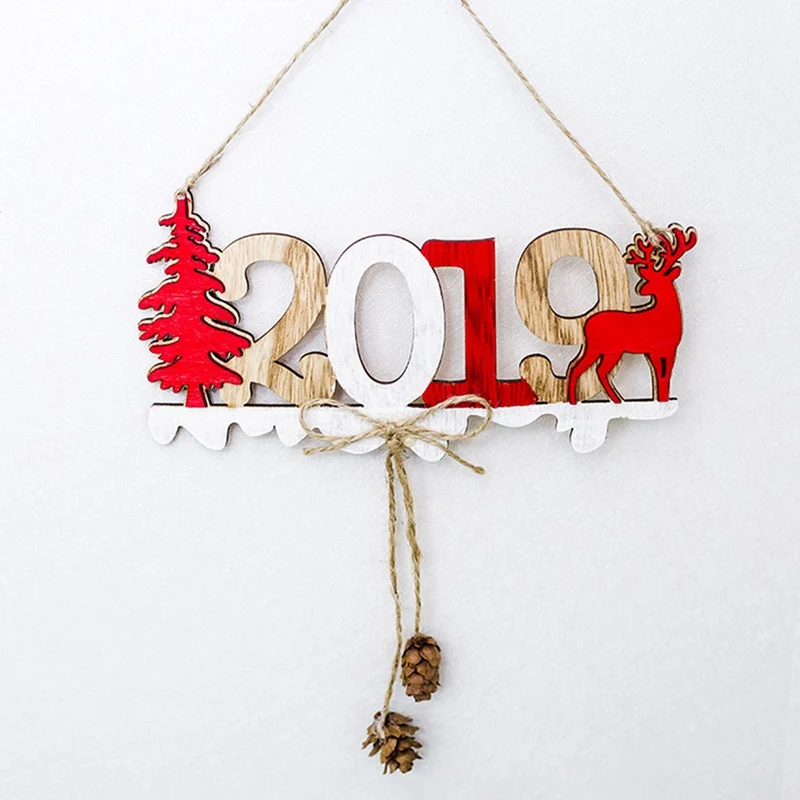

Christmas New Year Door Decoration Hanging Pendant Christmas Ornaments Wooden Hanging Elk Christmas Tree Pendant