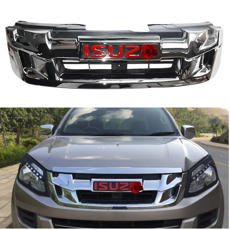 

MODIFIED FRONT RACING GRILLE GRILL CHORMED MOULDING GRILLS MESH MASK COVER TRIMS FIT FOR ISUZU D-MAX DMAX PICKUP CAR ACCESSORIES