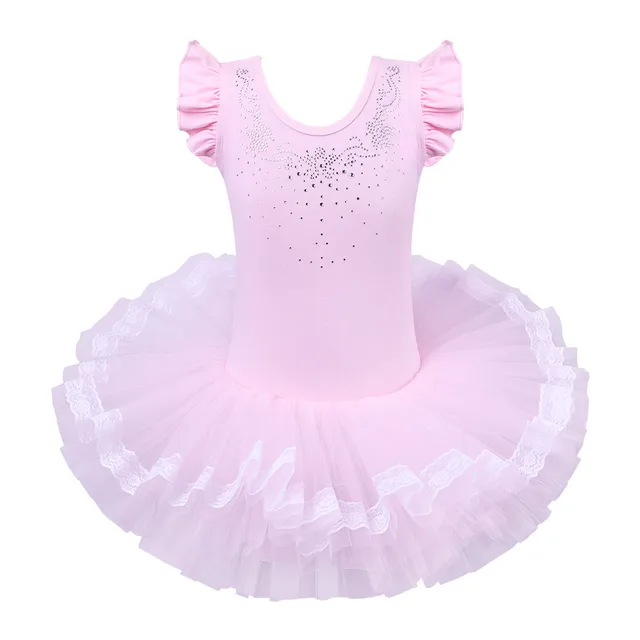 BAOHULU Girls Ballet Tutu Tulle Dress Sleeveless Gymnastics Leotard Diamond Pink Bow Pattern Ballet Leotard For Girl Ballerina B094 DiamondPink