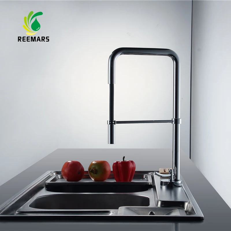 Newest Contemporary REEMARS Design Solid Brass Kitchen Faucet High