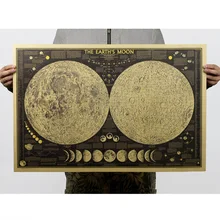 Луна фаза схема карта Ретро наклейки на стену плакат украшение винтажные принты гостиная декоративная живопись ядро крафт-бумага